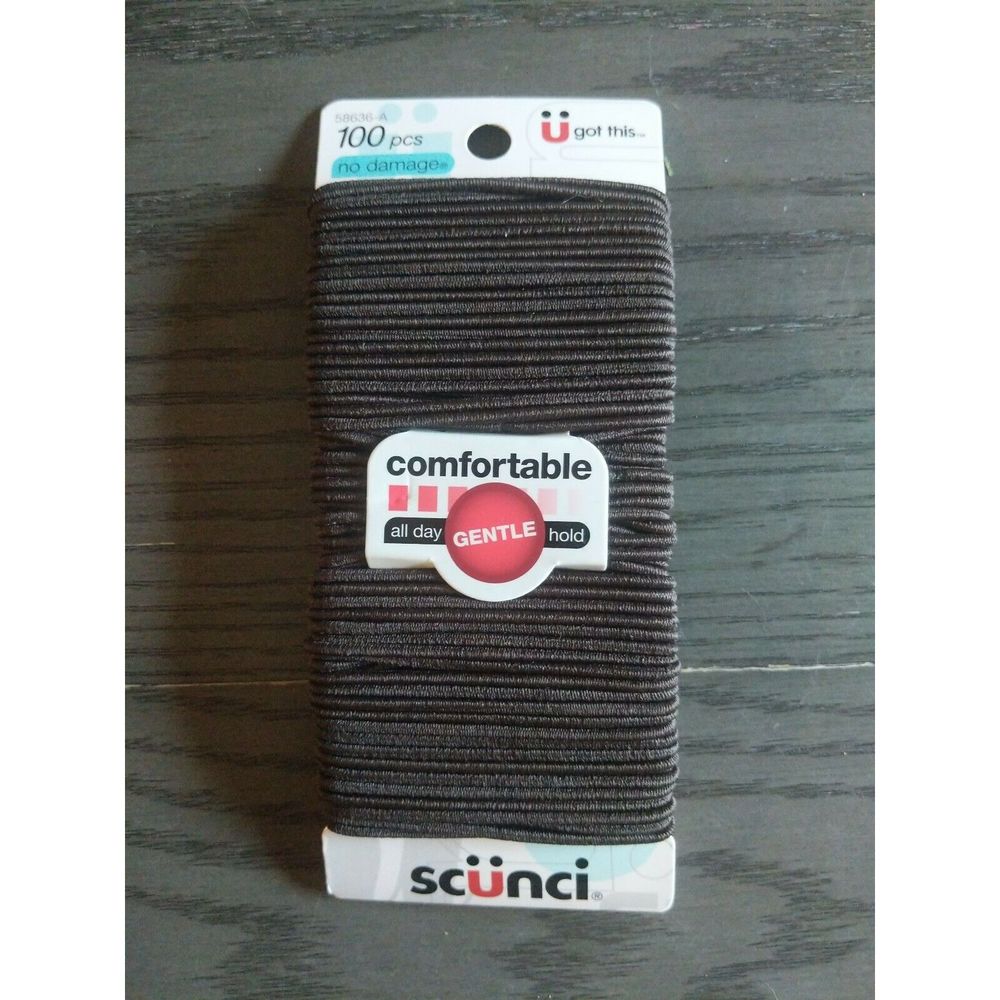 Scunci 100 Pieces Brown No Damage Elastics Medium
